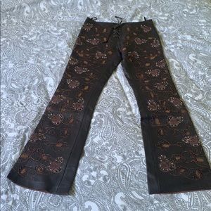 Bebe beaded leather pants